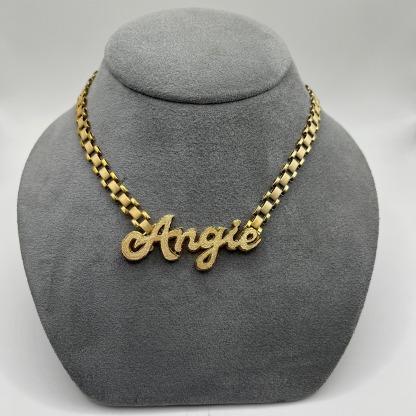 Gold Plated Custom Double Nameplate 6mm RX Style Necklace