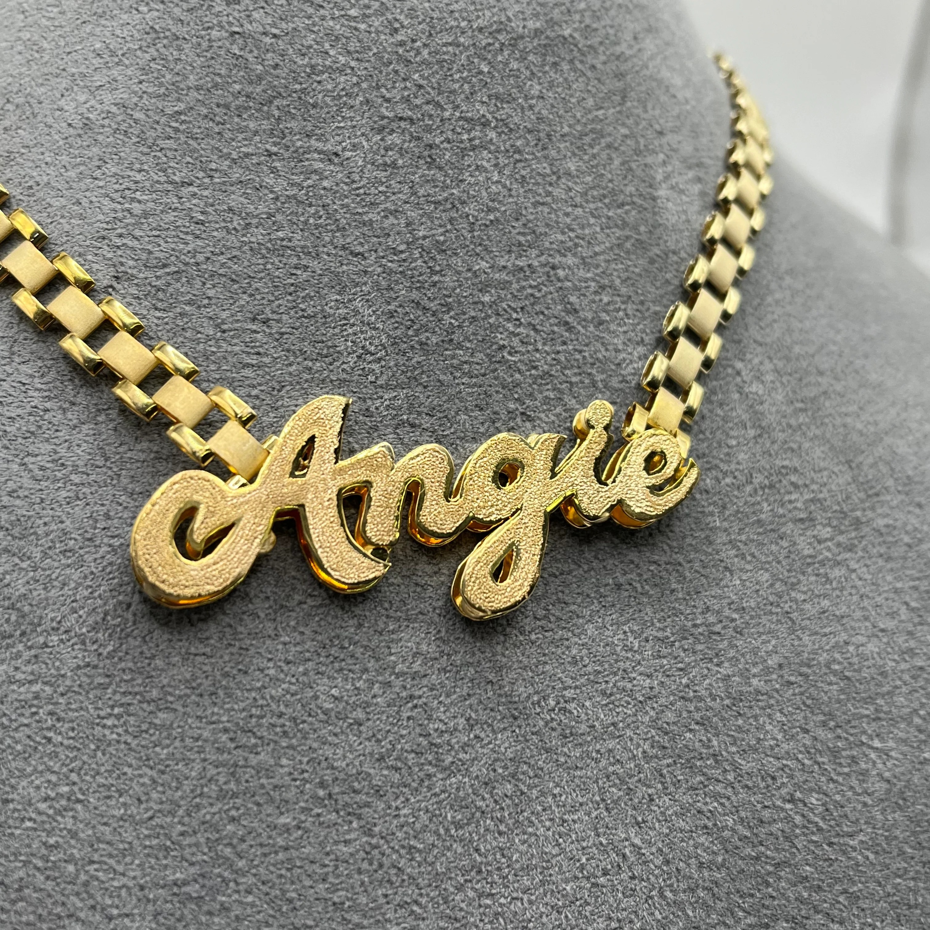 Gold Plated Custom Double Nameplate 6mm RX Style Necklace