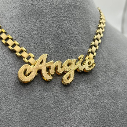 Gold Plated Custom Double Nameplate 6mm RX Style Necklace