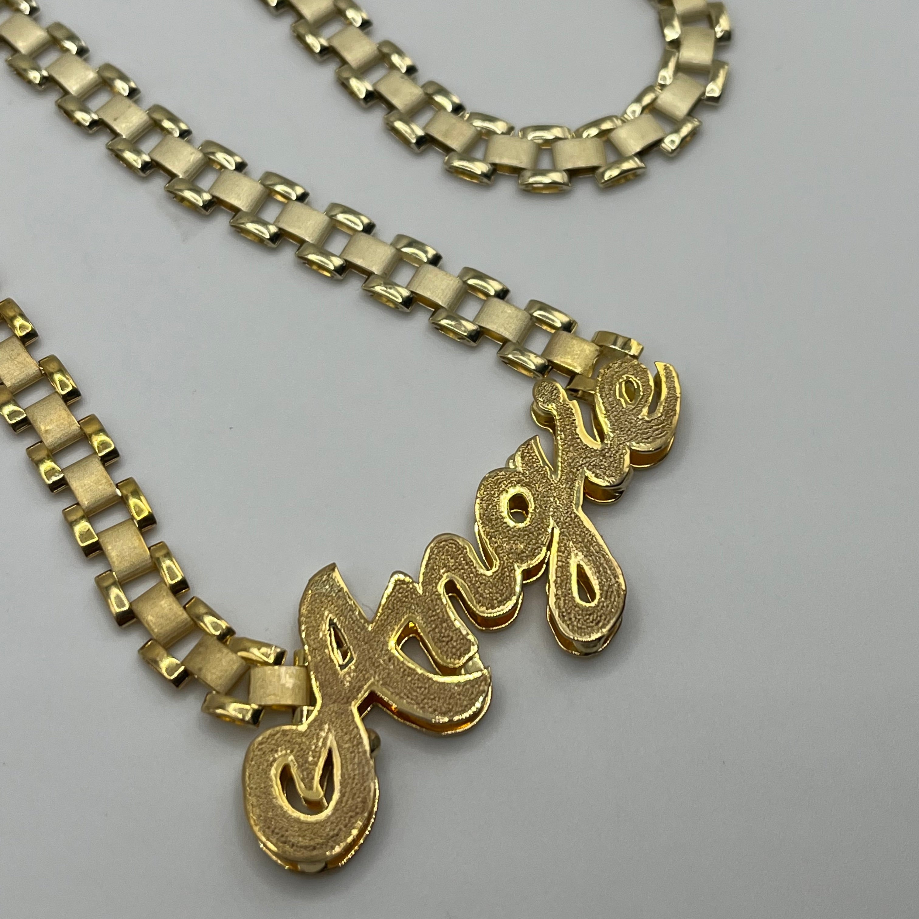 Gold Plated Custom Double Nameplate 6mm RX Style Necklace