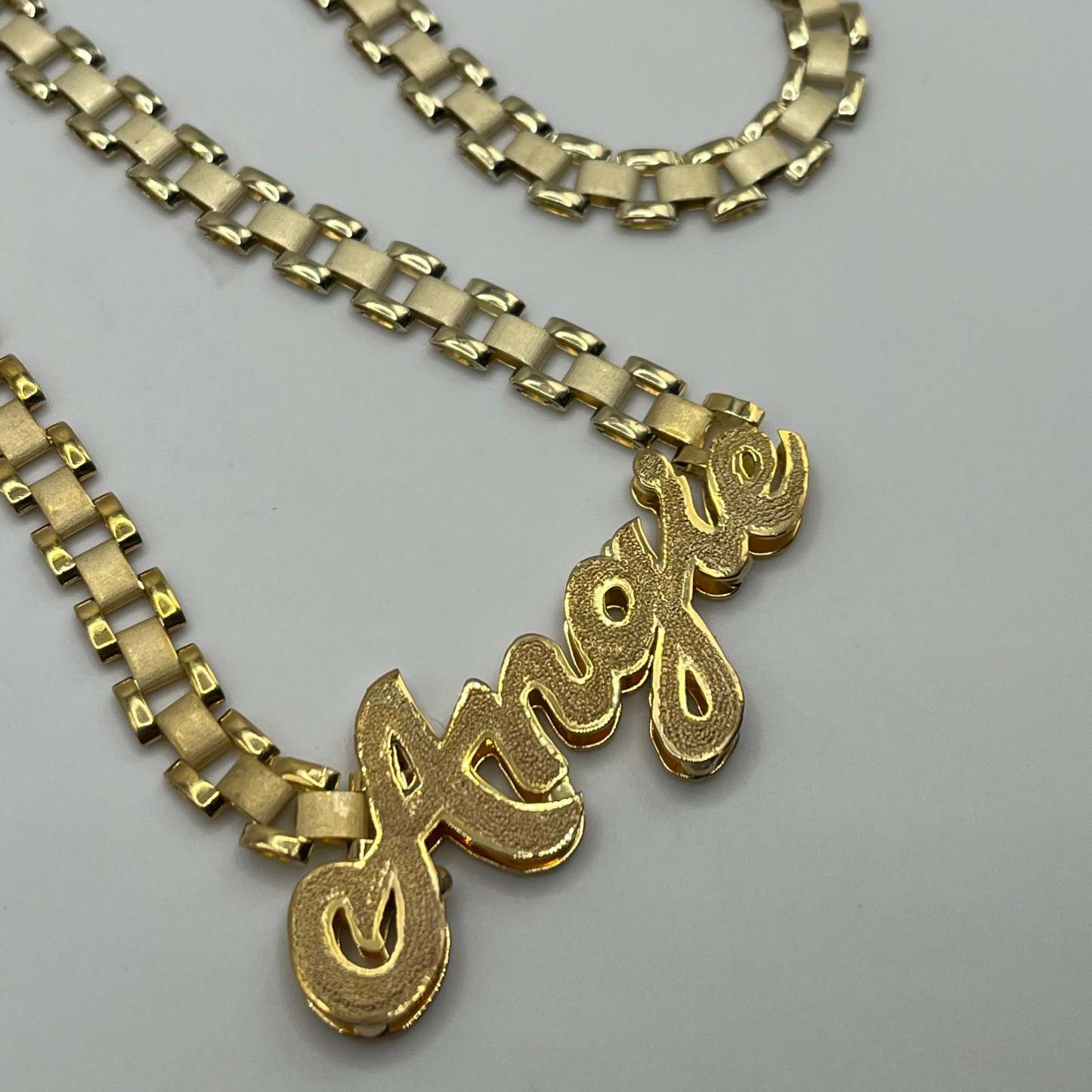 Gold Plated Custom Double Nameplate 6mm RX Style Necklace