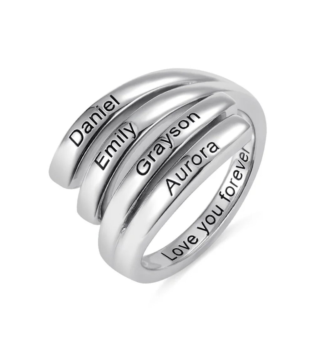 Personalized 4 Names and Inside Engraving Ring