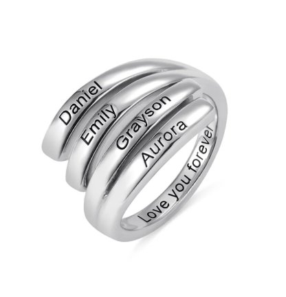 Personalized 4 Names and Inside Engraving Ring