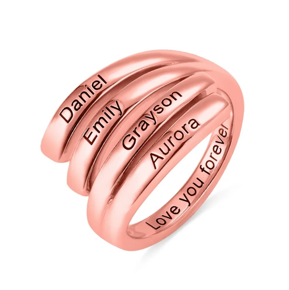 Personalized 4 Names and Inside Engraving Ring
