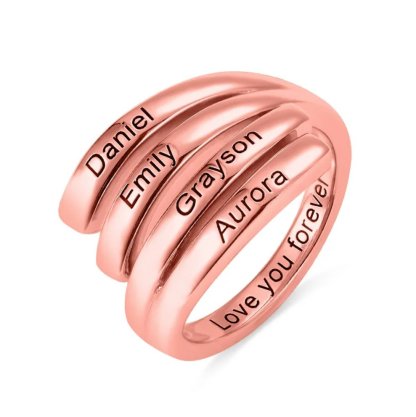 Personalized 4 Names and Inside Engraving Ring