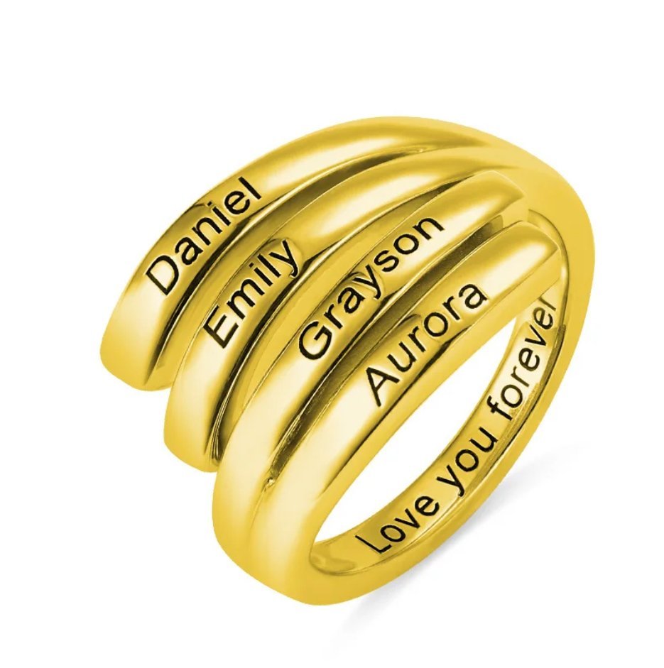 Personalized 4 Names and Inside Engraving Ring