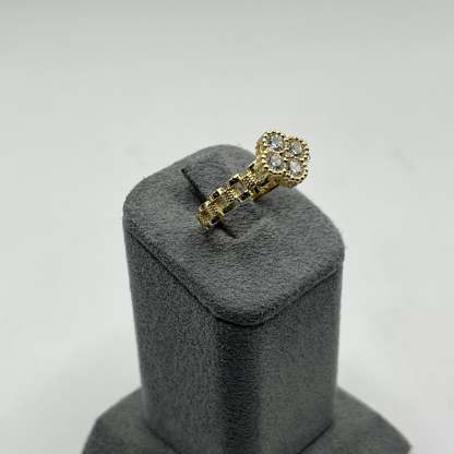 Gold Plated Clover CZ Rx Ring