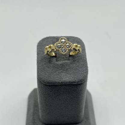 Gold Plated Clover CZ Rx Ring