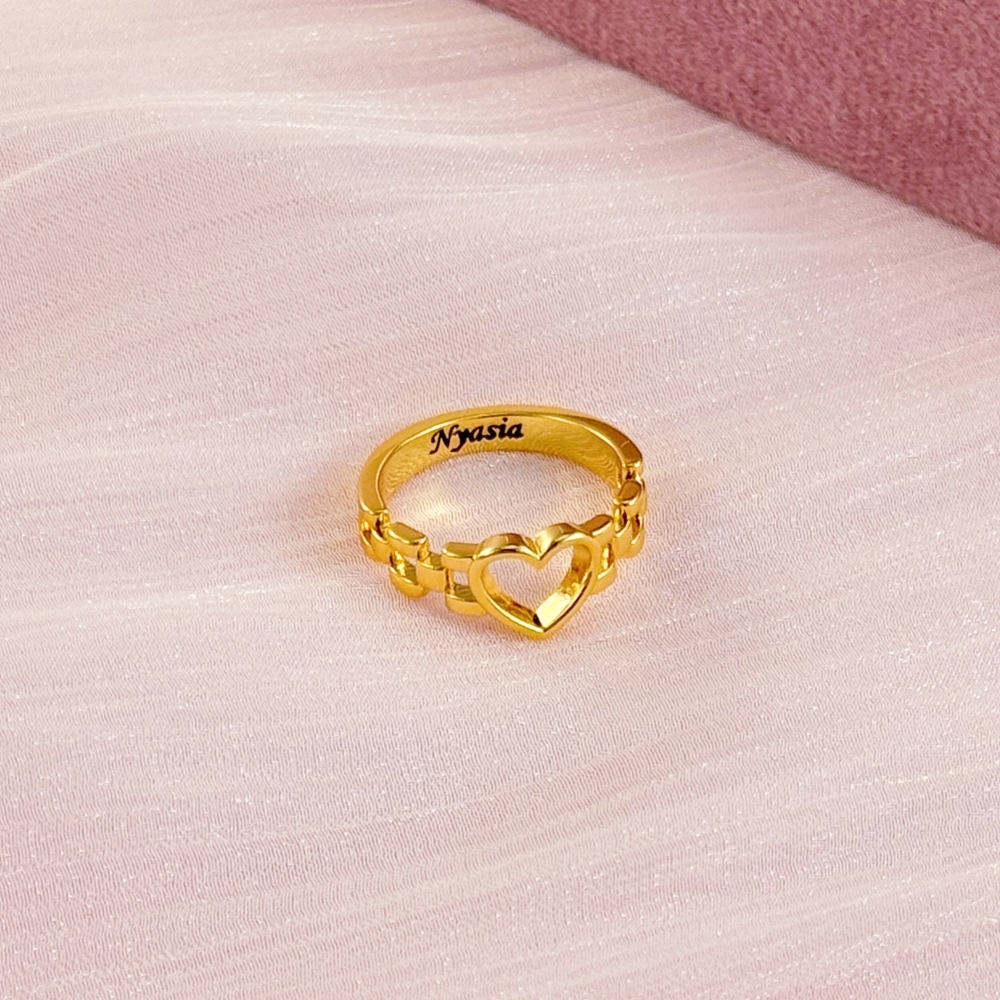 Rx Chain Style Heart Ring Gold Plated
