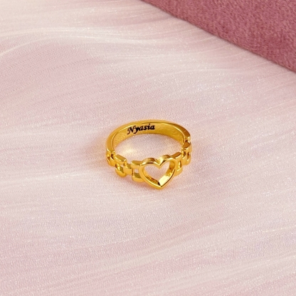 Rx Chain Style Heart Ring Gold Plated