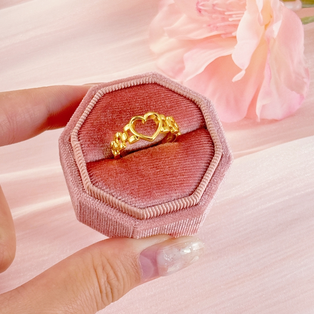 Rx Chain Style Heart Ring Gold Plated