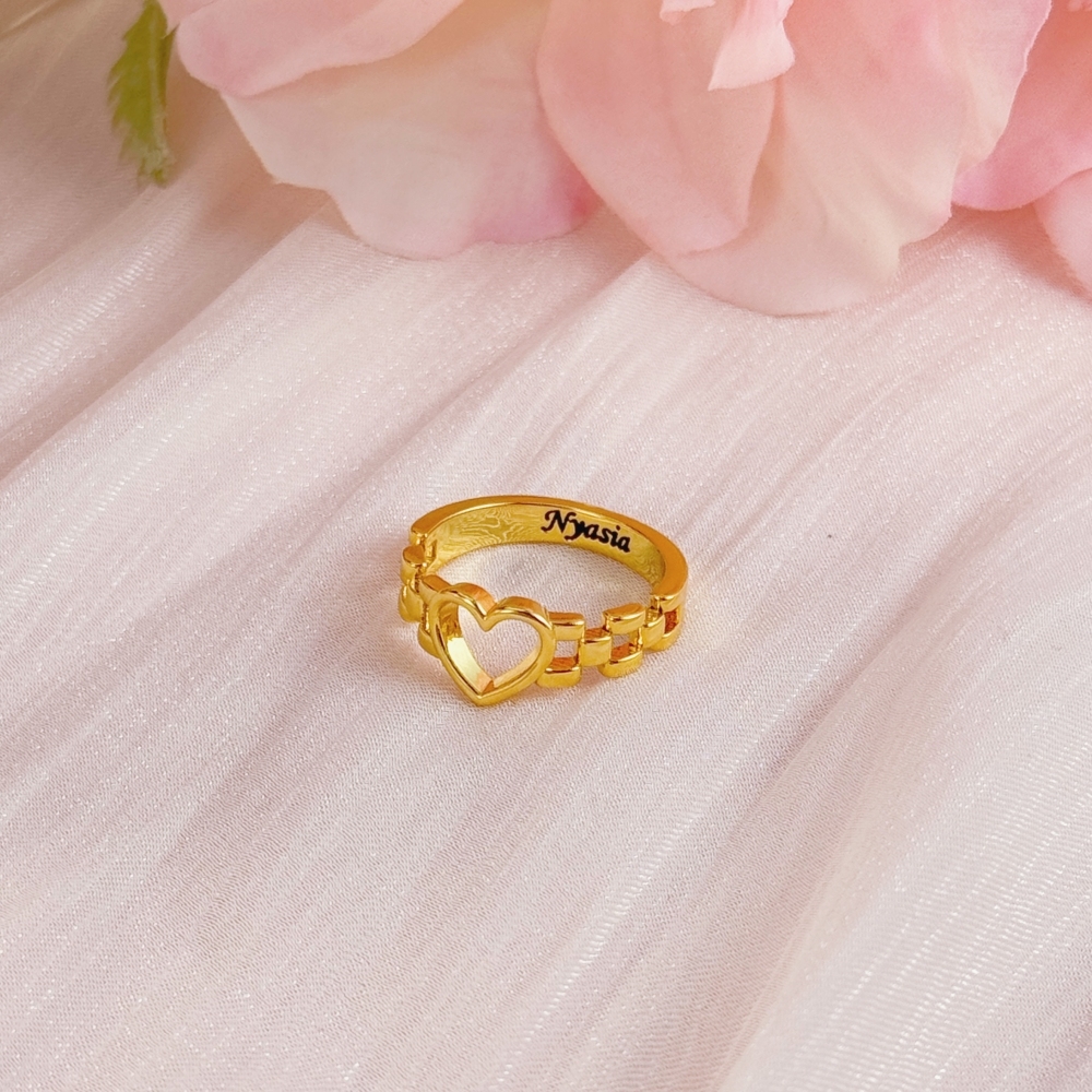 Rx Chain Style Heart Ring Gold Plated