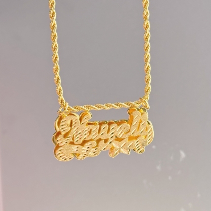 Nameplate Cut Double Layer Custom Name Necklace 