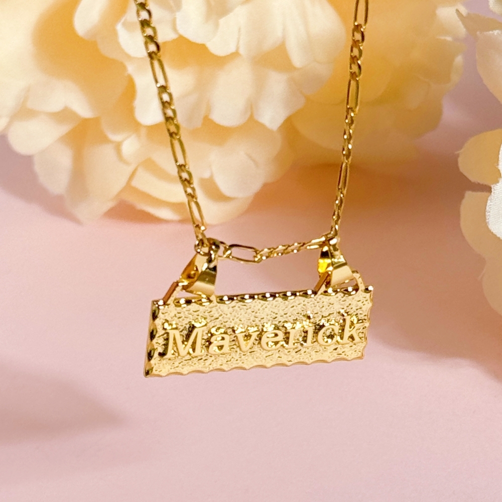 Gold Plated Bar Necklaces Custom Name Necklace 