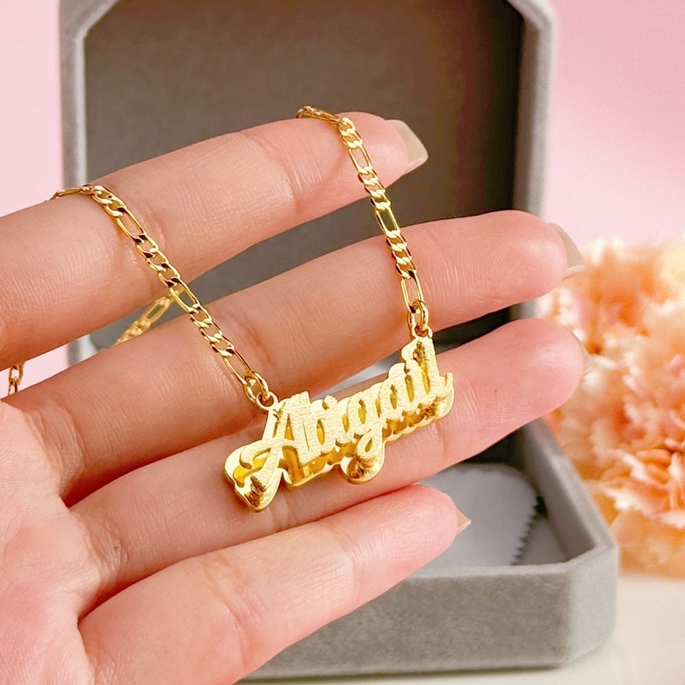 Gold Plated Personalized Custom Double Layer Name Necklace