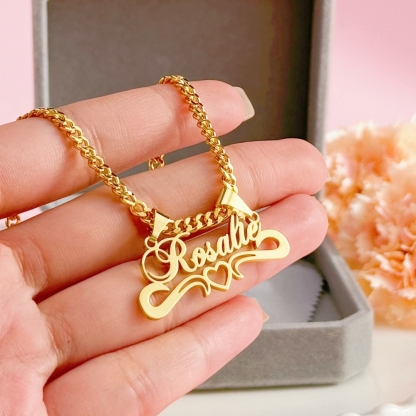 Heart Crown Necklace Personalized Custom Copper Silver Name Necklace