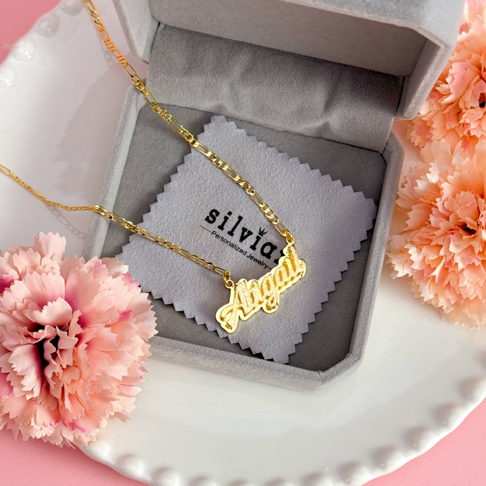 Gold Plated Personalized Custom Double Layer Name Necklace