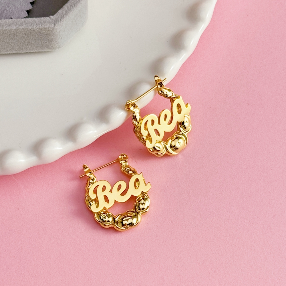 20mm XOXO Personalized Cute Twist Hoop Earrings Kids Name Earrings