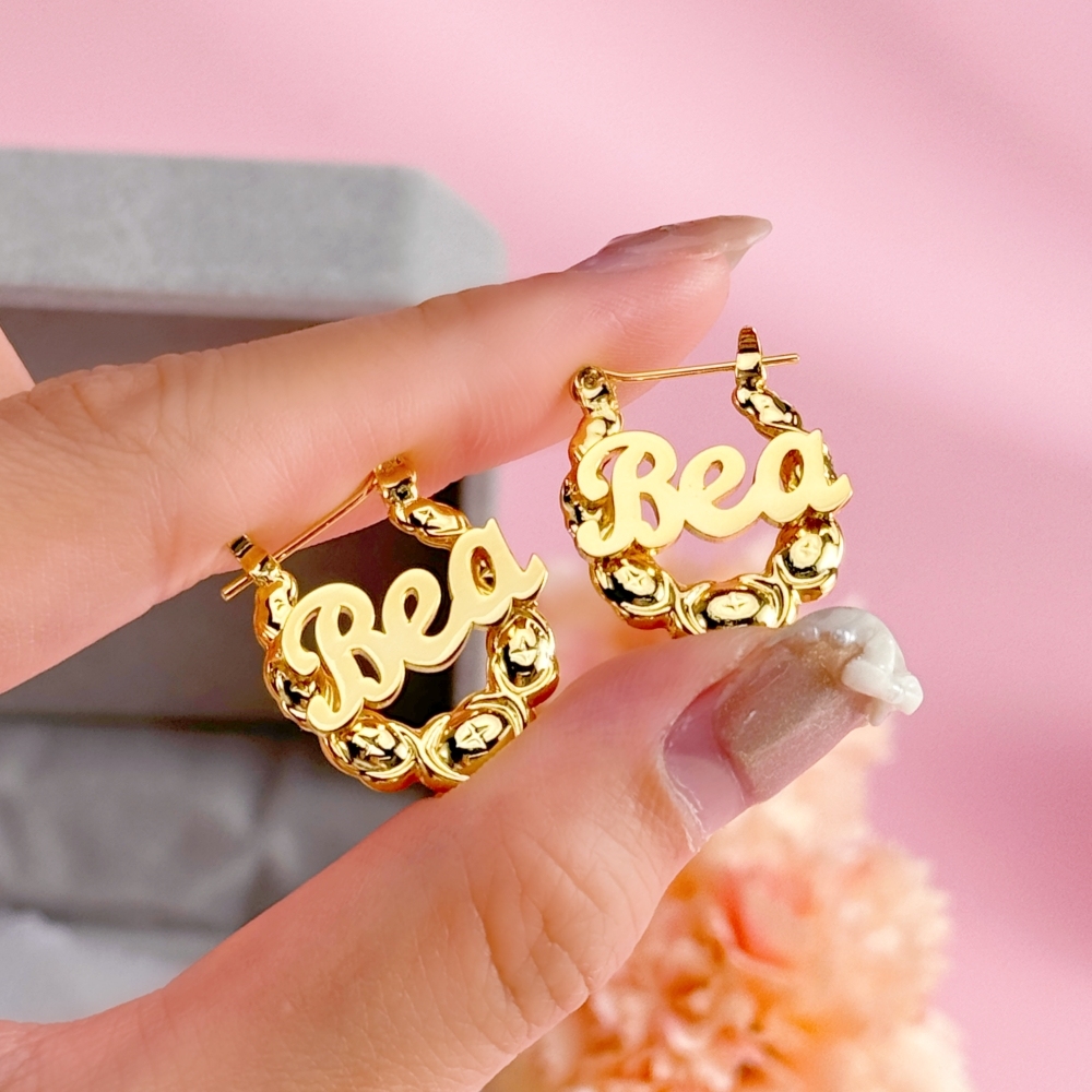 20mm XOXO Personalized Cute Twist Hoop Earrings Kids Name Earrings