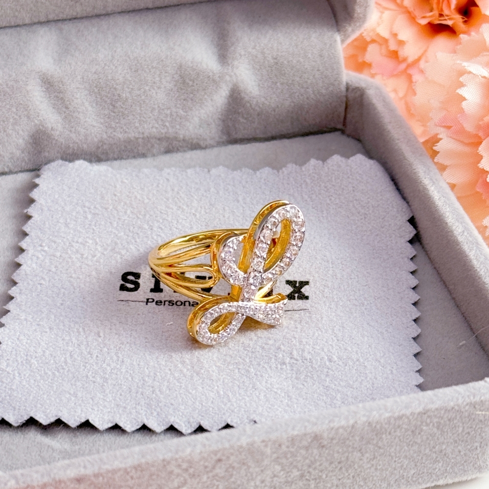 Personalized Custom Zircon Cursive Initial Letter Ring