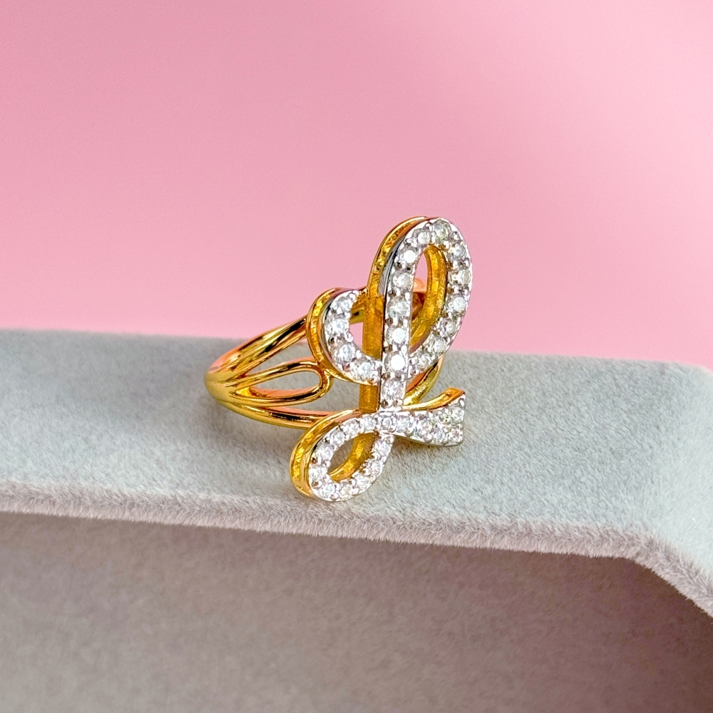 Personalized Custom Zircon Cursive Initial Letter Ring