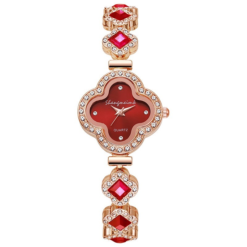 Zirconia Four-leaf Clover Bracelet Quartz Watch Gemstone Ladies Watch