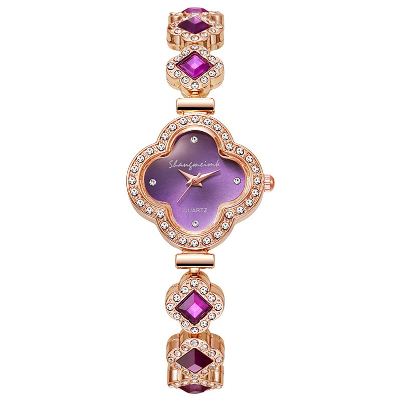 Zirconia Four-leaf Clover Bracelet Quartz Watch Gemstone Ladies Watch