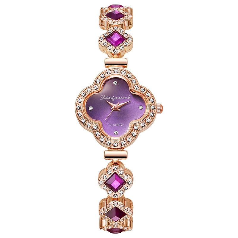 Zirconia Four-leaf Clover Bracelet Quartz Watch Gemstone Ladies Watch