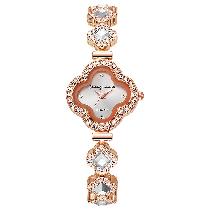 Zirconia Four-leaf Clover Bracelet Quartz Watch Gemstone Ladies Watch