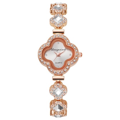 Zirconia Four-leaf Clover Bracelet Quartz Watch Gemstone Ladies Watch