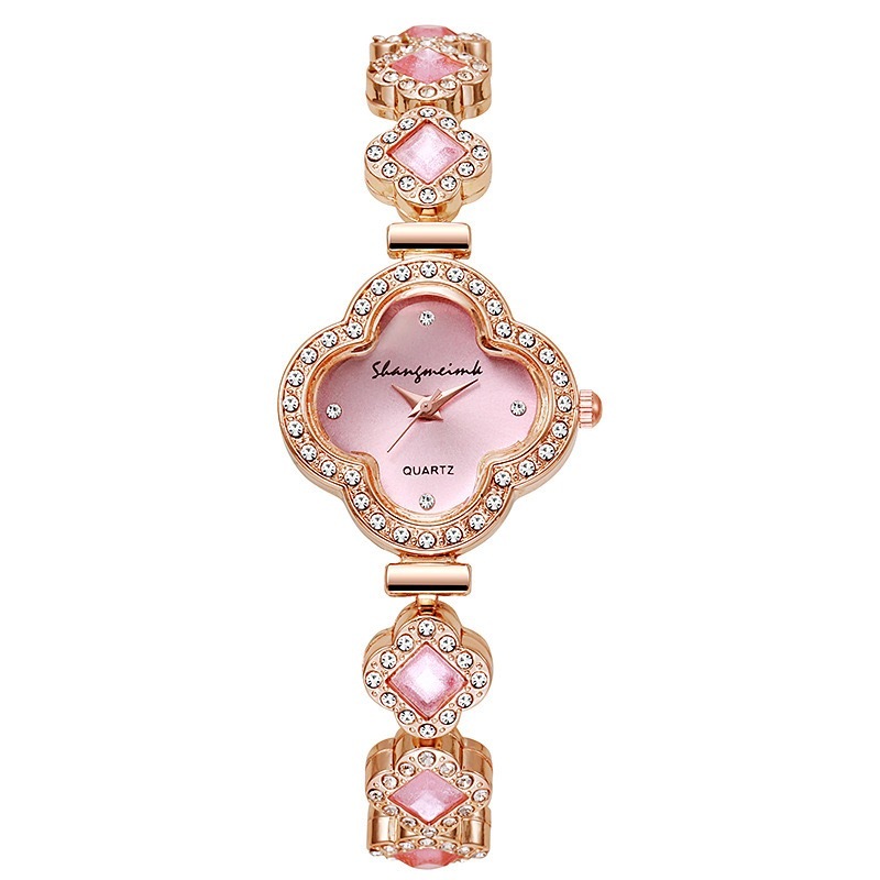 Zirconia Four-leaf Clover Bracelet Quartz Watch Gemstone Ladies Watch