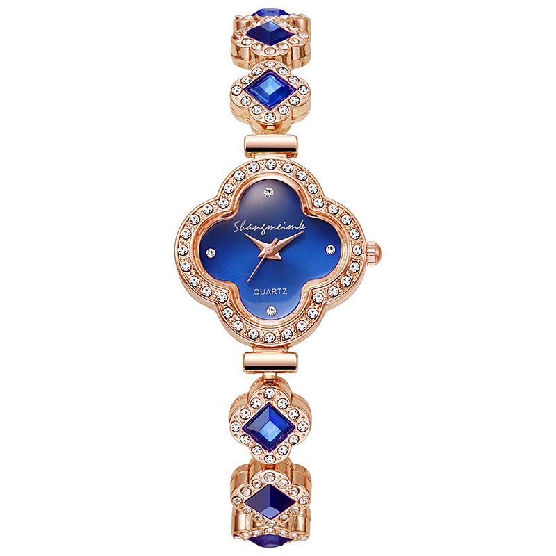 Zirconia Four-leaf Clover Bracelet Quartz Watch Gemstone Ladies Watch