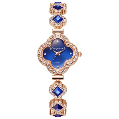 Zirconia Four-leaf Clover Bracelet Quartz Watch Gemstone Ladies Watch