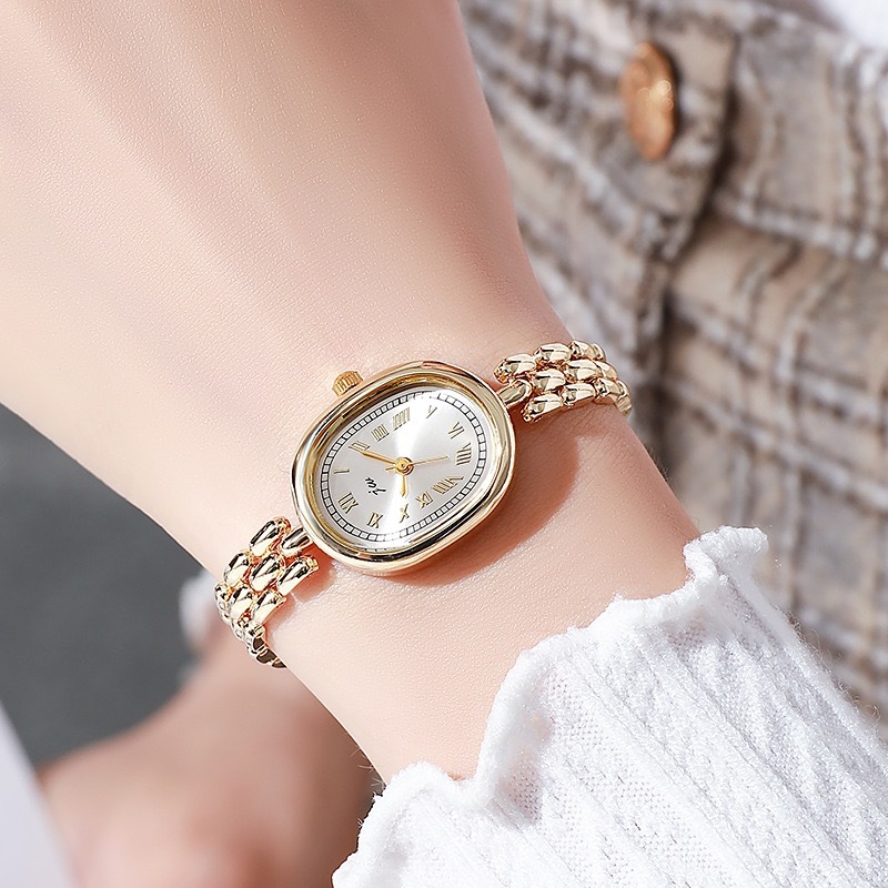 Classic Gold Plated Oval Dial Ladies Bracelet Watch