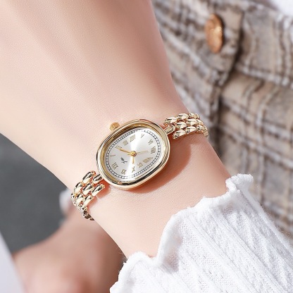 Classic Gold Plated Oval Dial Ladies Bracelet Watch