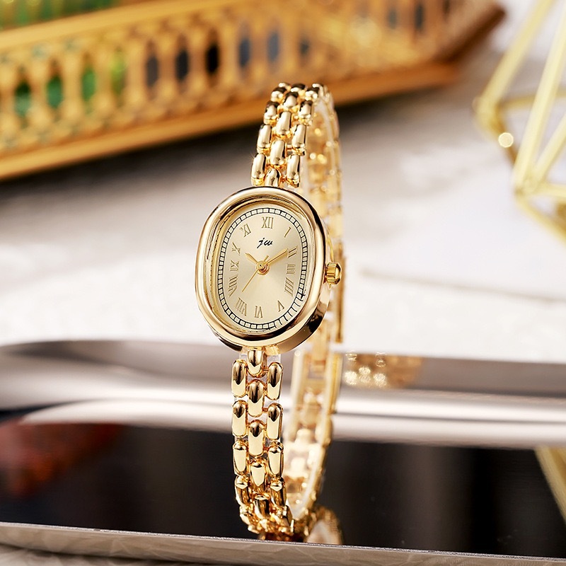 Classic Gold Plated Oval Dial Ladies Bracelet Watch