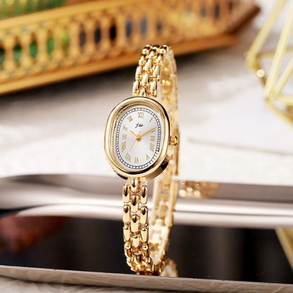 Classic Gold Plated Oval Dial Ladies Bracelet Watch