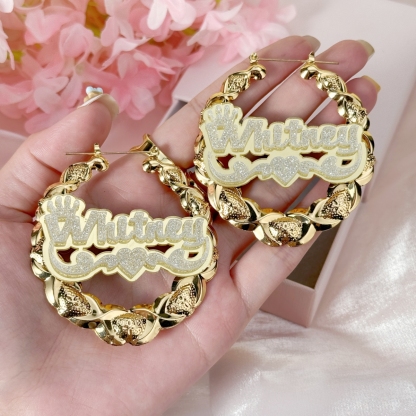 Acrylic Nameplated Earrings Gold Plated Custom Name Earrings