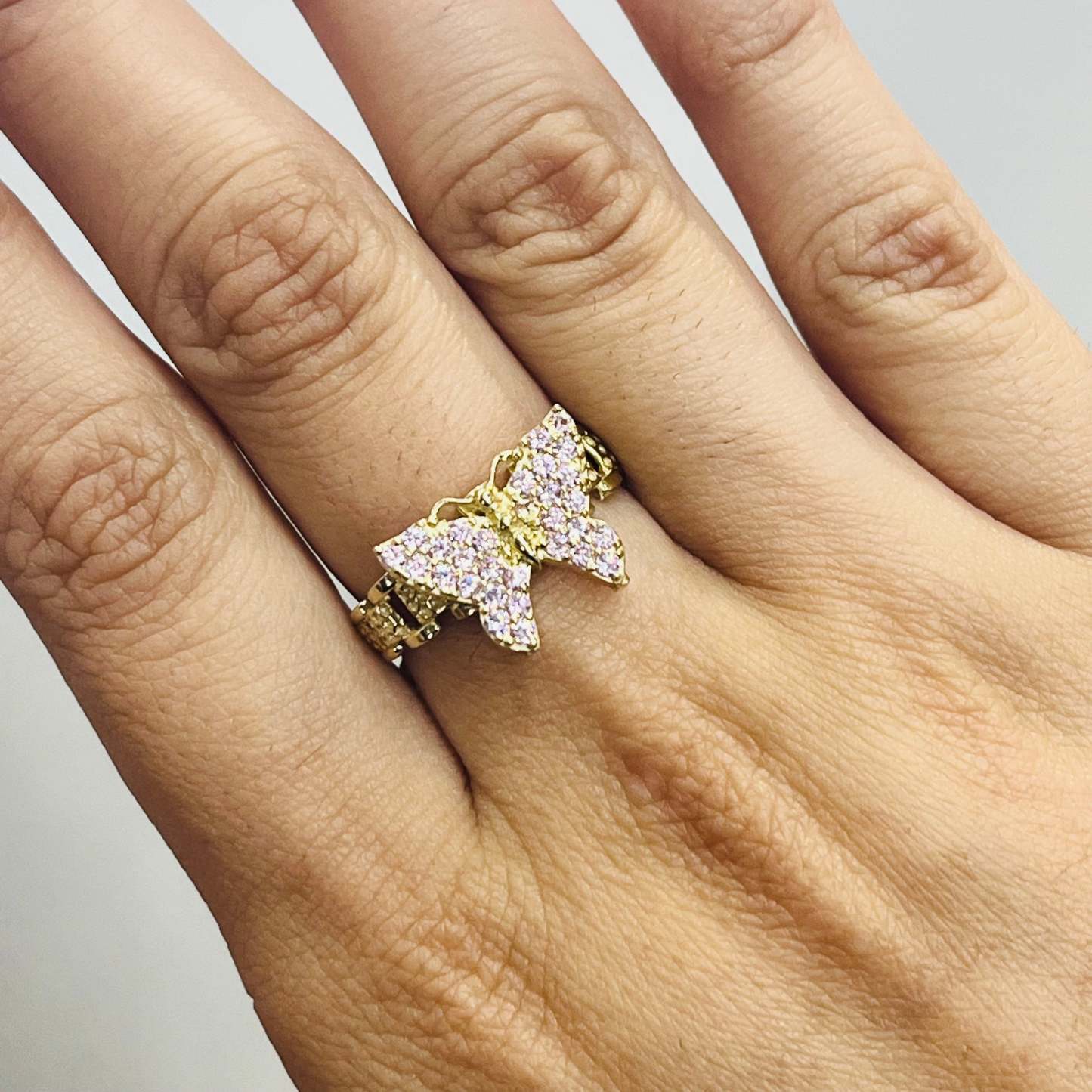 Pink Butterfly Bubble Ball Ring