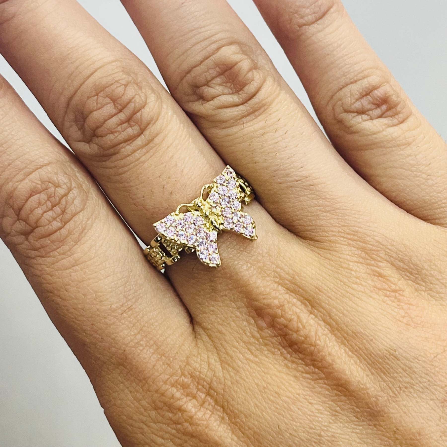 Pink Butterfly Bubble Ball Ring