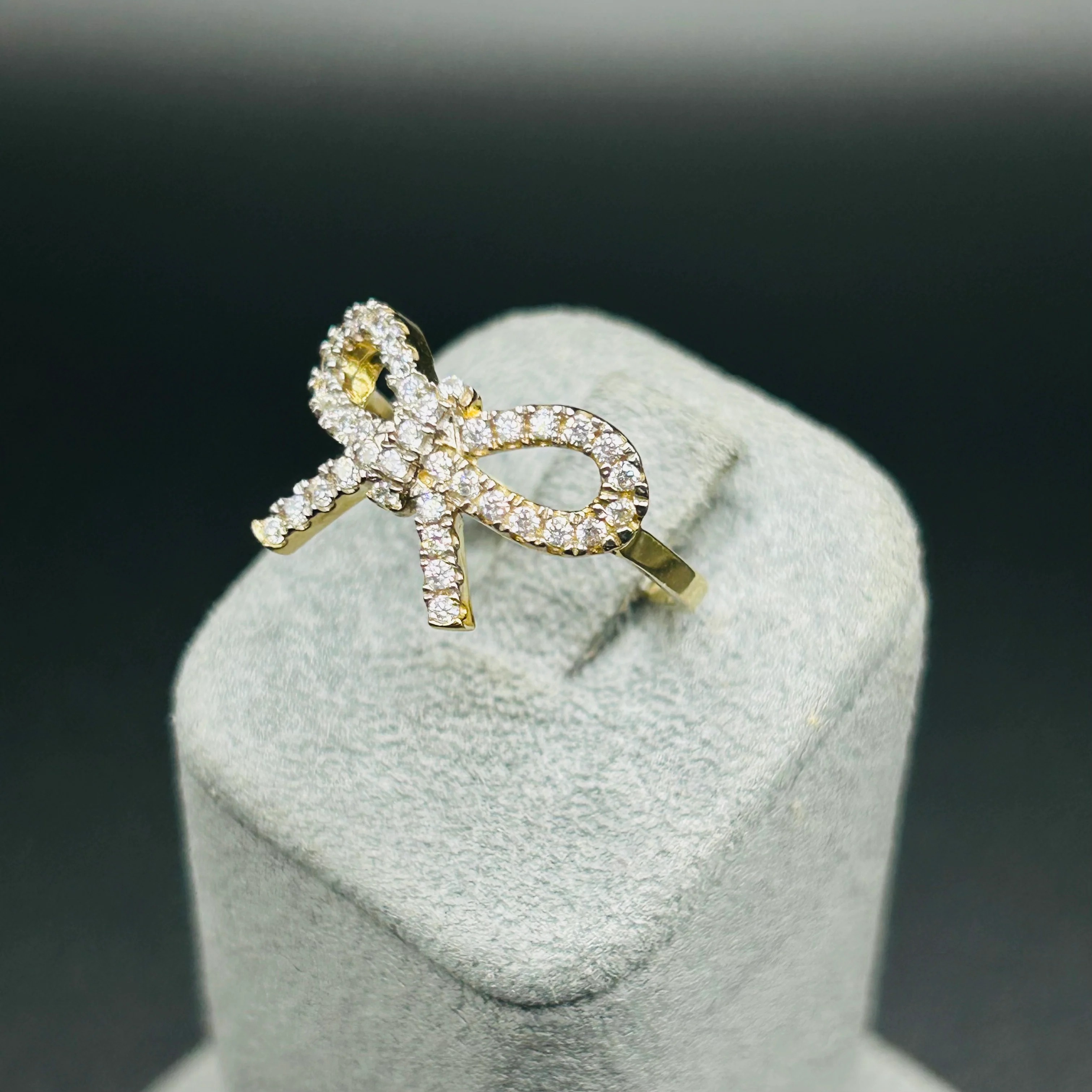 Gold Plated Bow Ring with CZ