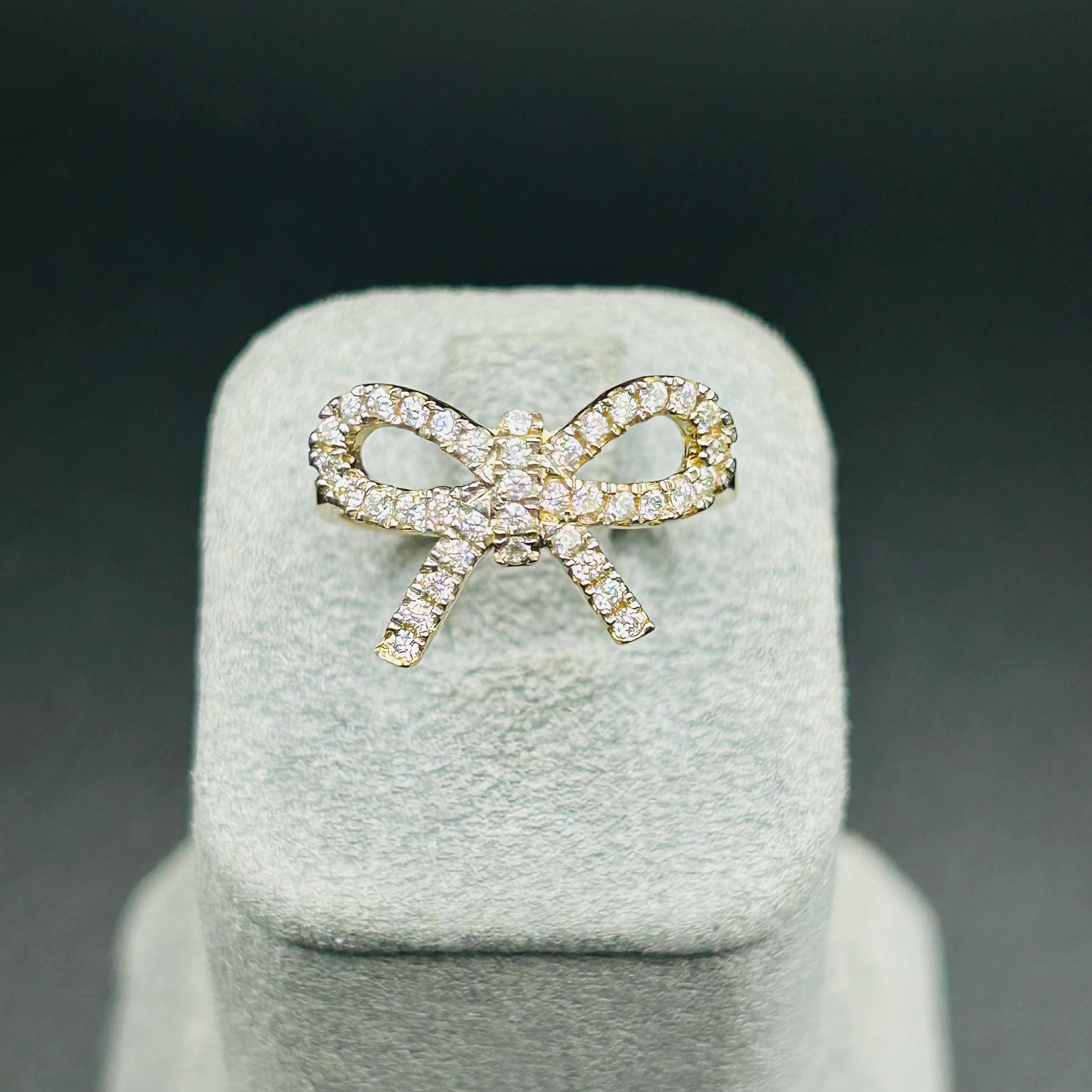 Gold Plated Bow Ring with CZ