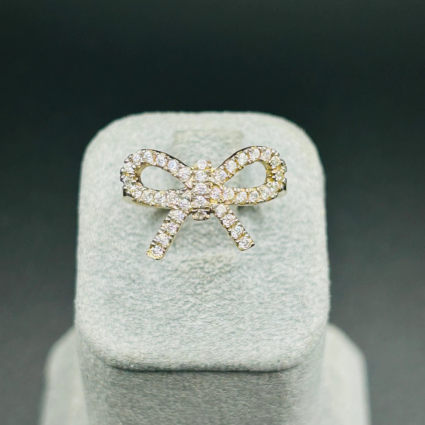 Gold Plated Bow Ring with CZ