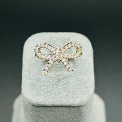 Gold Plated Bow Ring with CZ