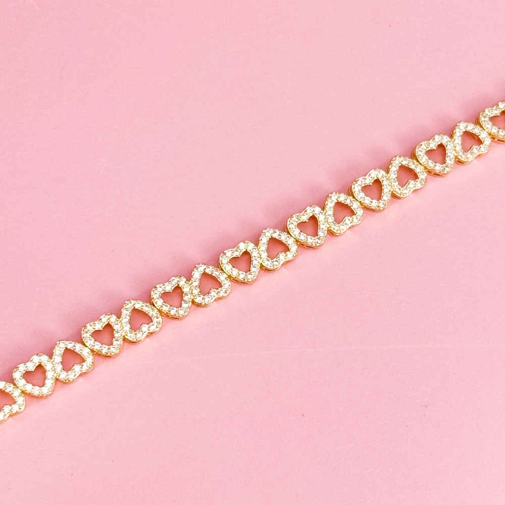 Shiny Cubic Zirconia Heart Bracelets