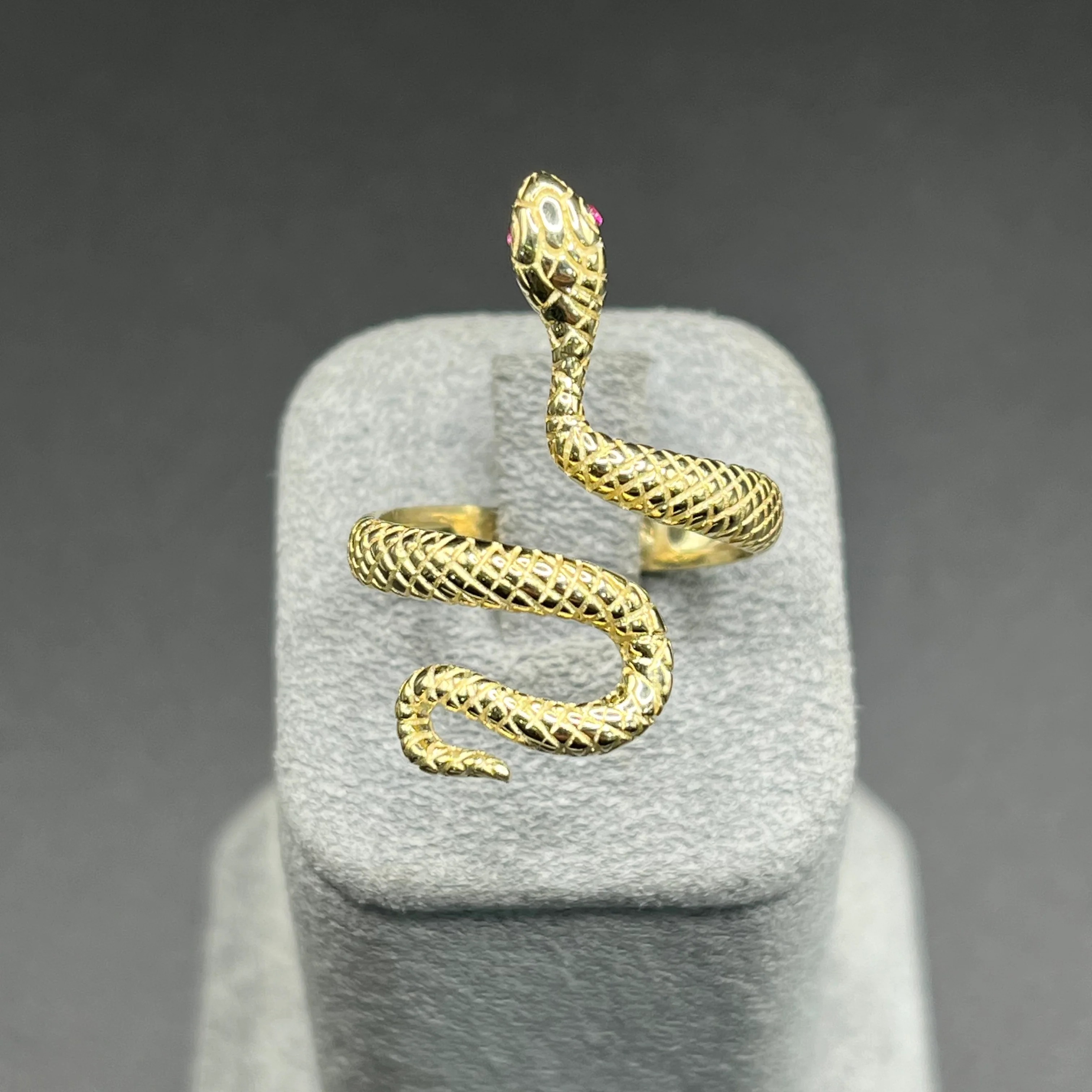 Gold Plated Red Eye Snake Ring