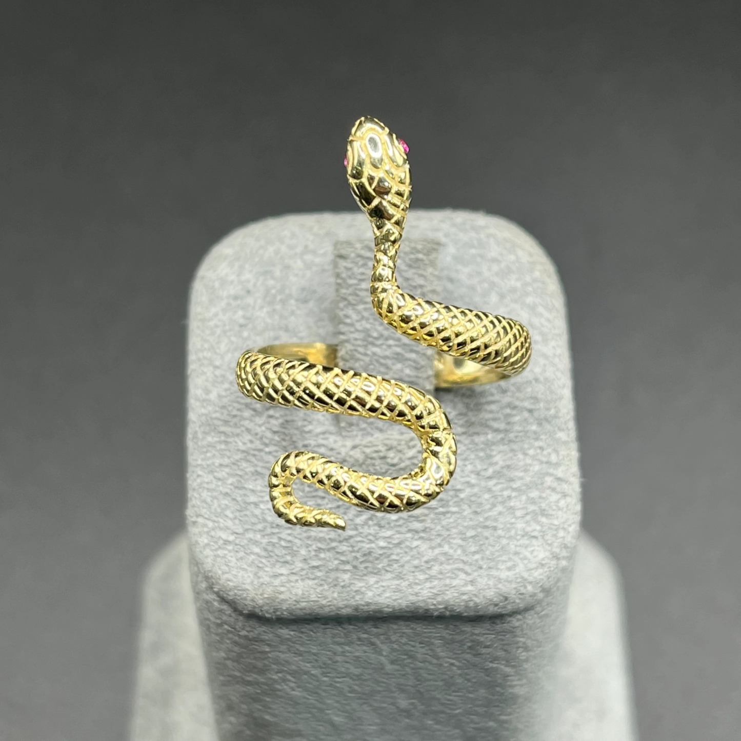 Gold Plated Red Eye Snake Ring