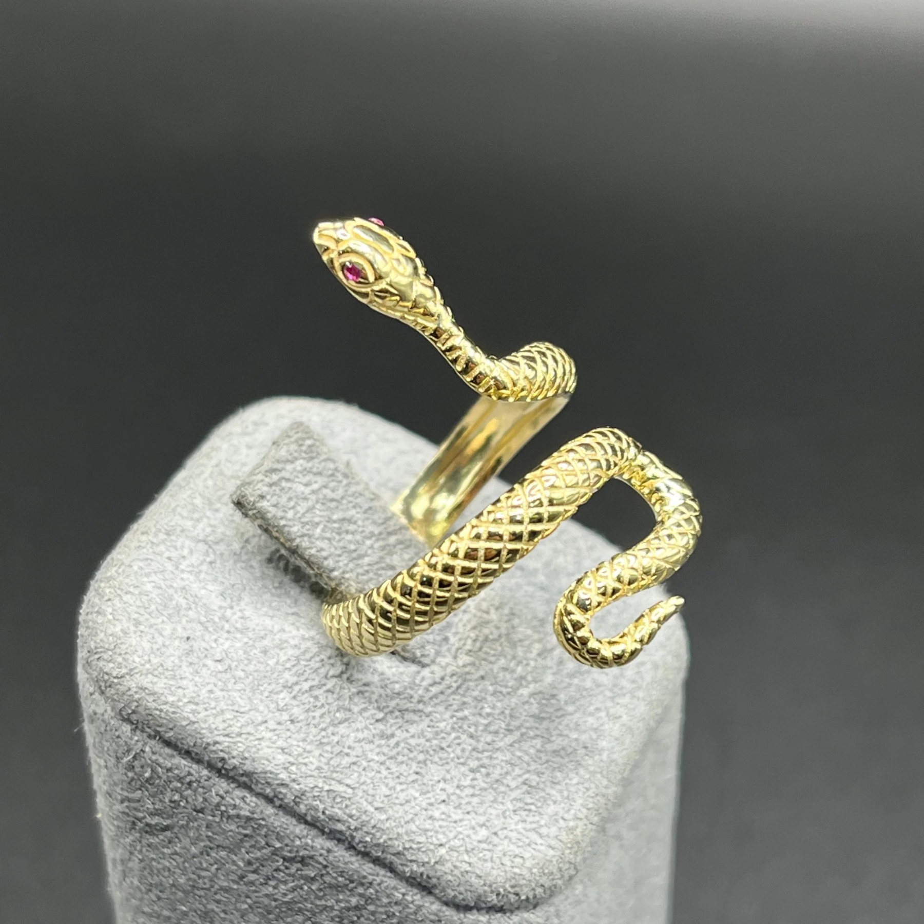 Gold Plated Red Eye Snake Ring