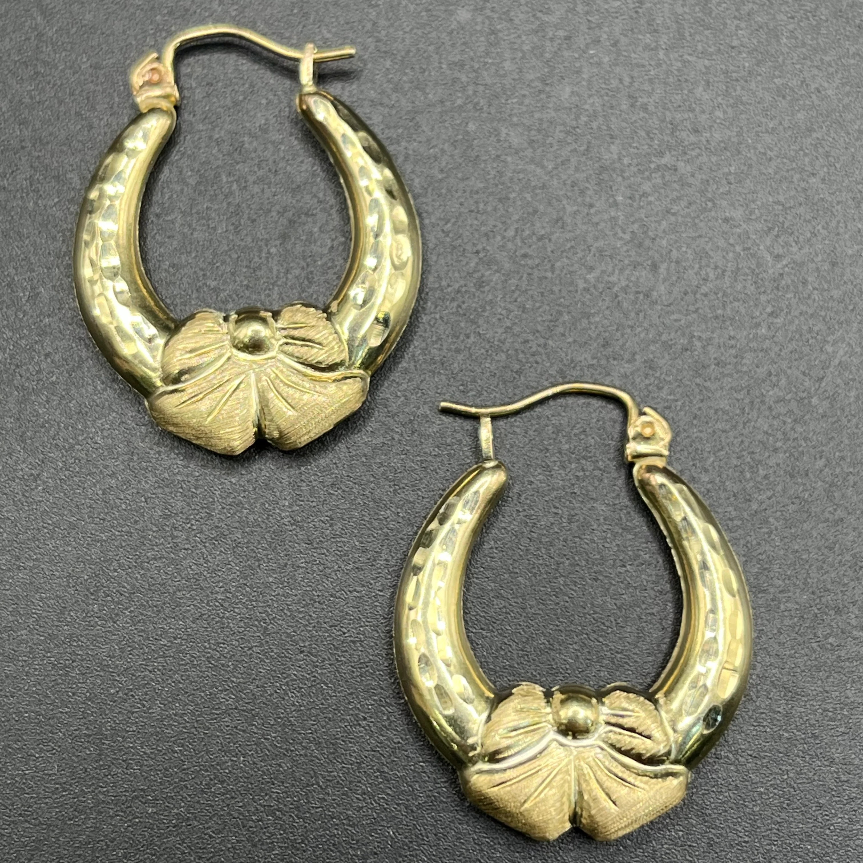  Gold Plated  Bow Hoops Earrings