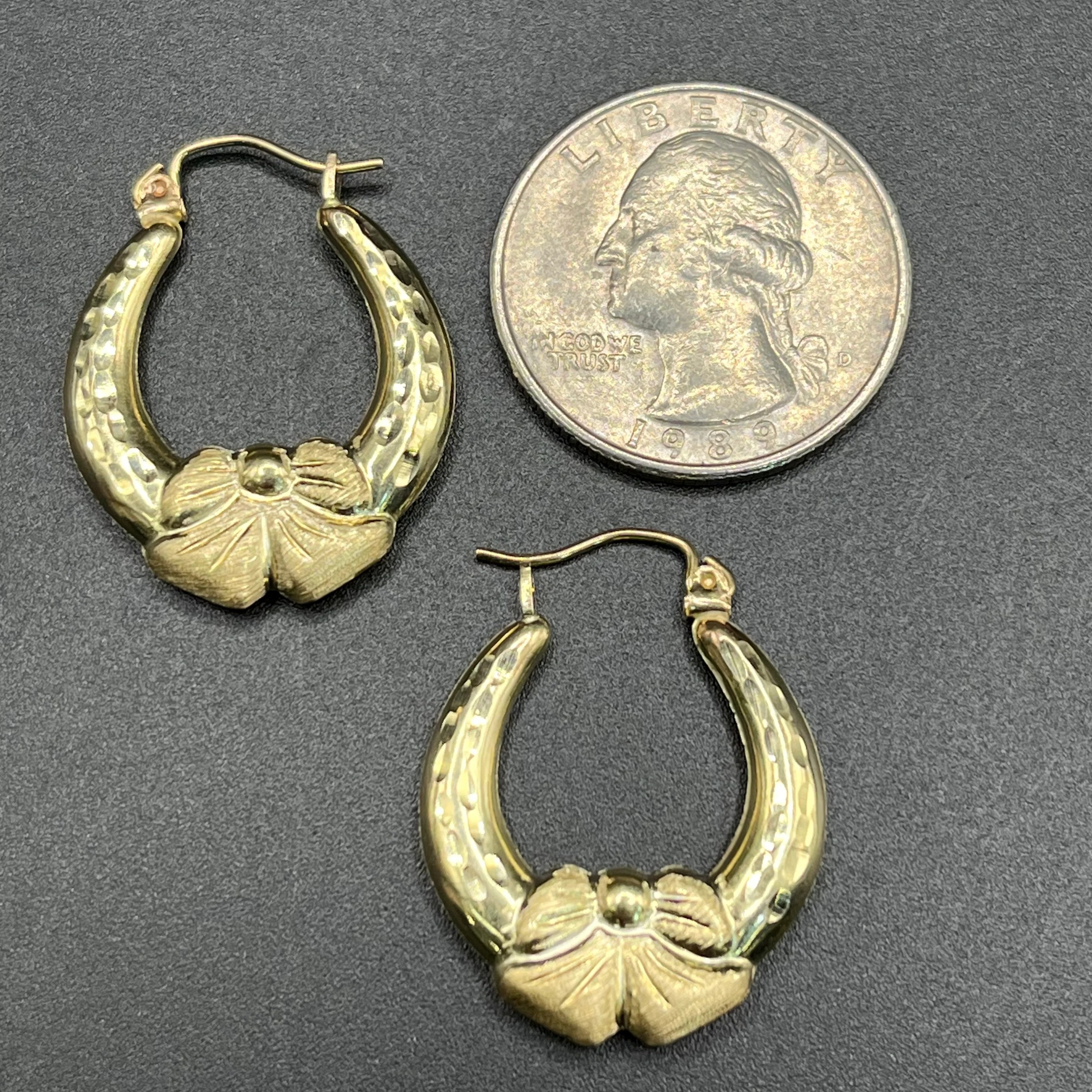  Gold Plated  Bow Hoops Earrings